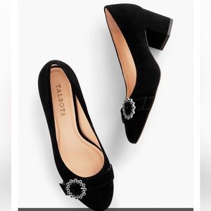 Talbots Black Suede Block Heels-New in Box